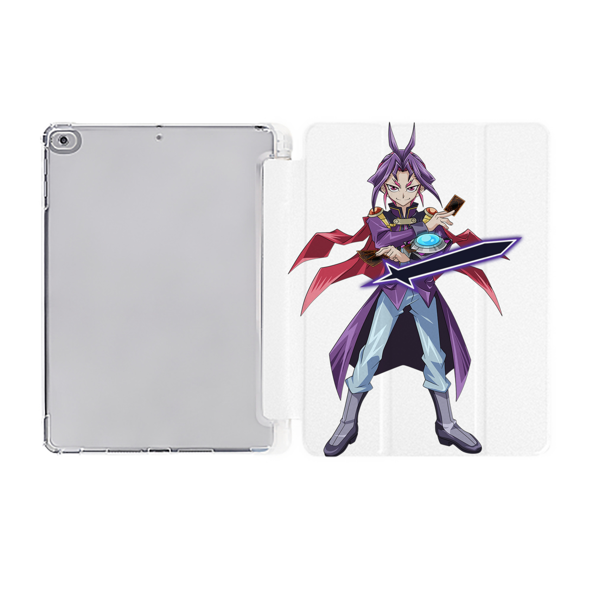 （画像用） 遊☆戯☆王 Yu-Gi-Oh! IPad ケース ペン収納付き 三つ折りスタンド PUレザー×シリコン 対応機種9.5/10.5/10.9インチ